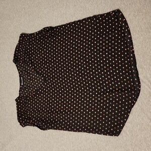 7th Avenue Design from New York and Company Pink/Black Polka Dot Blouse size Med